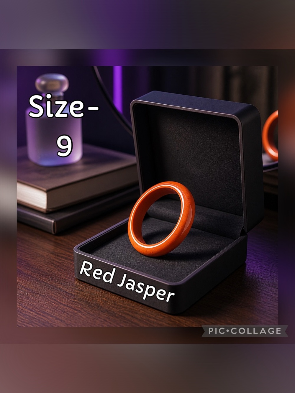 Red Jasper Crystal Ring - Natural Red Jasper Stone Band (Size 9)